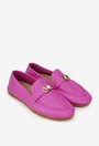 Mocasini dama roz din piele naturala cu ornament