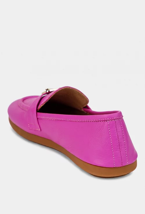 Mocasini dama roz din piele naturala cu ornament