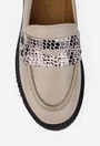 Mocasini dama taupe din piele naturala cu detalii piele lacuita