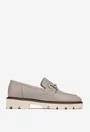 Mocasini dama taupe din piele naturala cu ornament