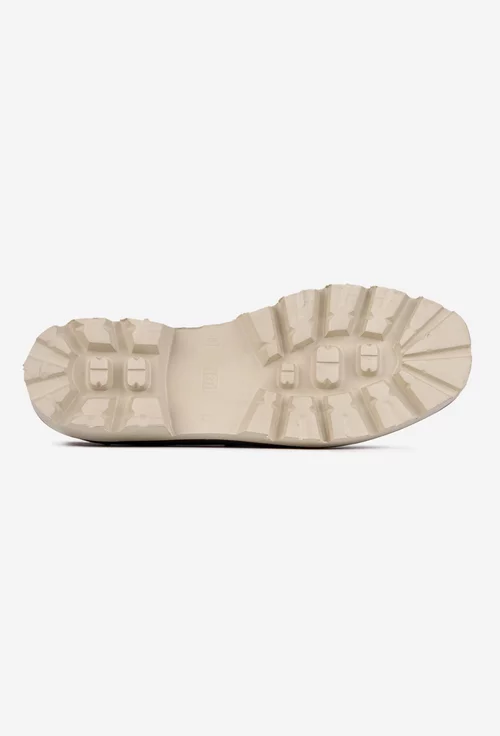 Mocasini dama taupe din piele naturala cu ornament