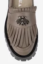 Mocasini dama taupe din piele naturala cu ornament