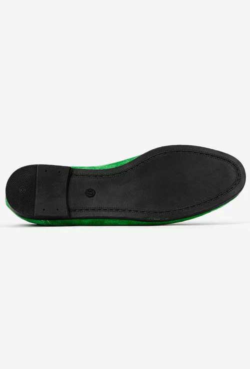 Mocasini dama verzi din piele intoarsa cu ornament