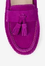 Mocasini fuchsia din piele intoarsa cu detaliu canaf