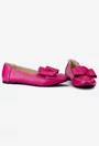 Mocasini fuchsia din piele texturata cu funda