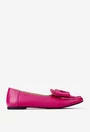Mocasini fuchsia din piele texturata cu funda
