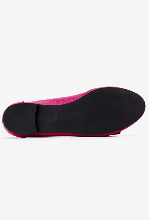 Mocasini fuchsia din piele texturata cu funda
