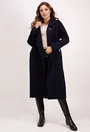 Palton bleumarin cu detaliu stil brosa neagra