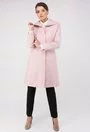 Palton din lana cu model pepit alb si roz Laura
