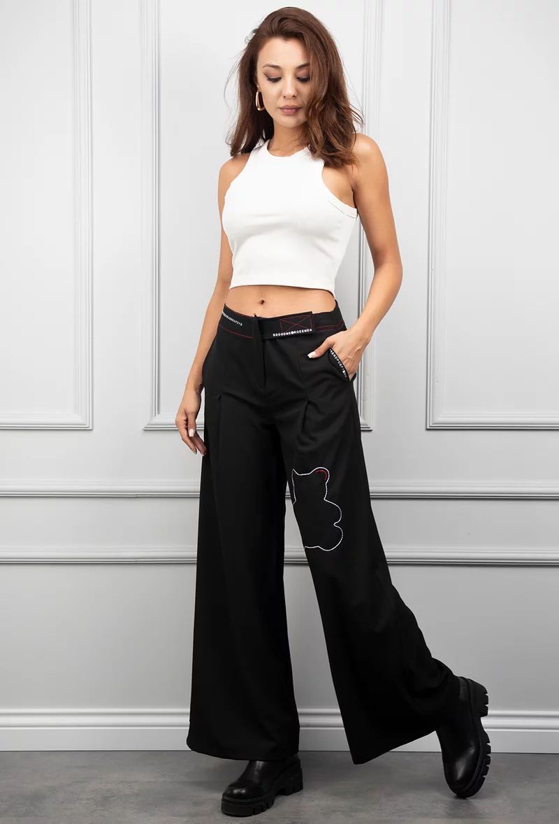Pantaloni largi negri - Dasha.ro