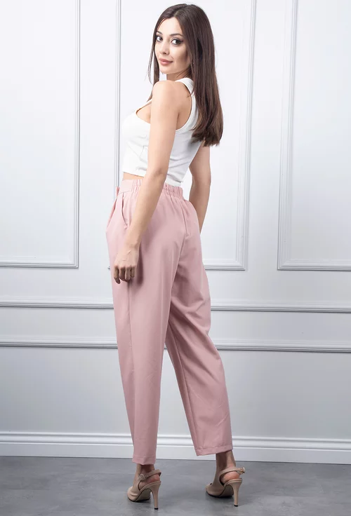 Pantaloni roz pudra accesorizati