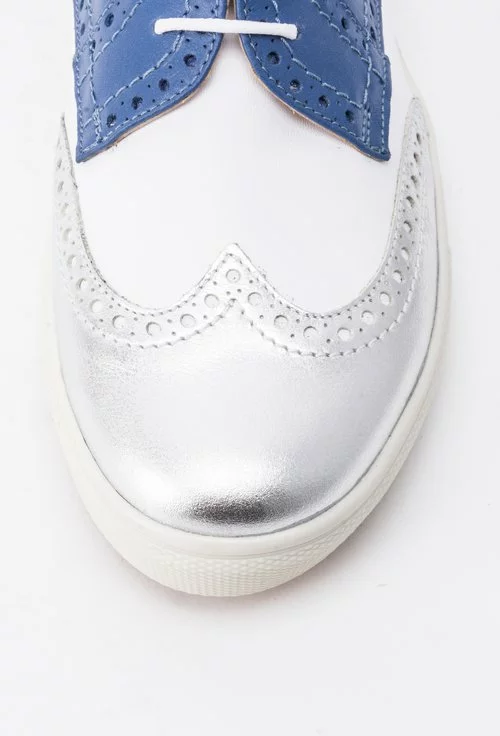 Pantofi albastri cu argintiu din piele naturala Vivid