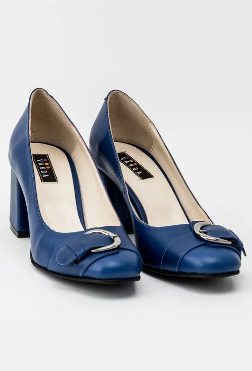 Pantofi albastri din piele naturală Adele