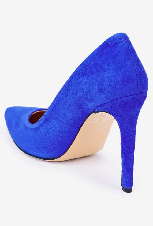 Pantofi albastri NUR din piele intoarsa cu toc subtire