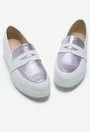 Pantofi albi cu lila metalizat din piele naturala Comet