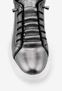 Pantofi argintii din piele naturala cu siret elastic