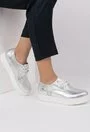 Pantofi argintii din piele naturala Karen
