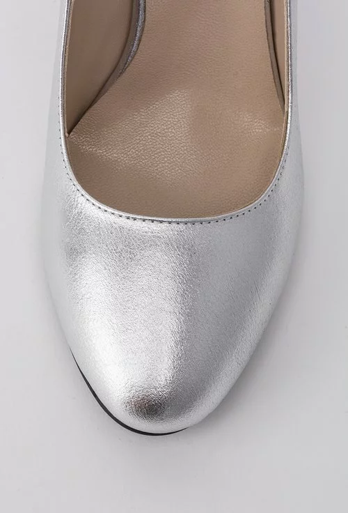 Pantofi argintii din piele naturala Nely