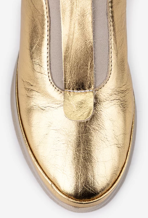 Pantofi aurii din piele cu elastic