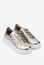Pantofi aurii din piele cu siret elastic