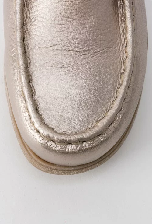 Pantofi aurii din piele naturala Verro