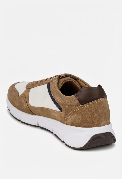 Pantofi barbati bej cu alb din piele