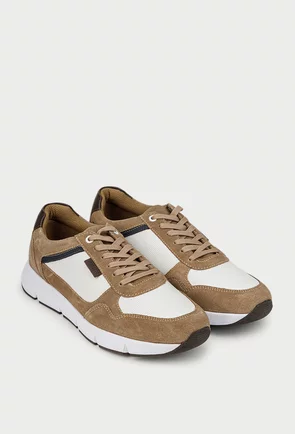 Pantofi barbati bej cu alb din piele