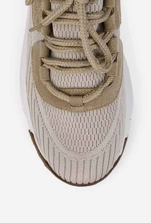 Pantofi barbati bej din material textil si piele intoarsa