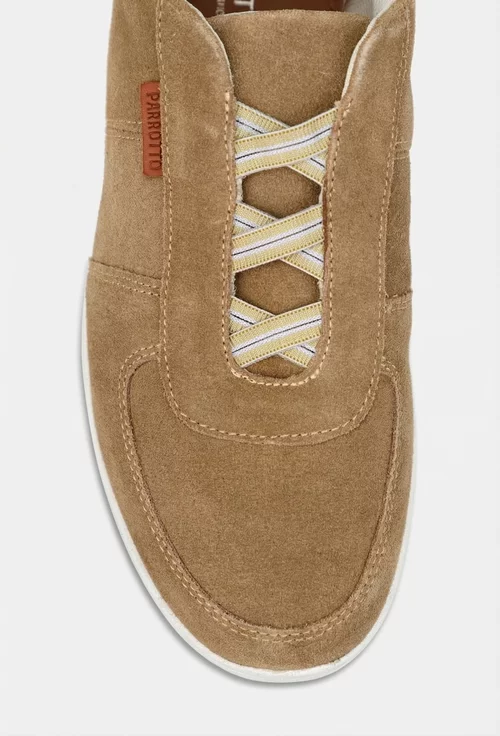 Pantofi barbati bej din piele intoarsa cu elastic