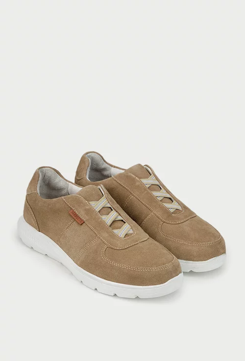 Pantofi barbati bej din piele intoarsa cu elastic