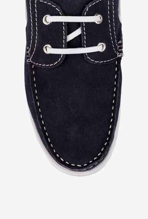 Pantofi barbati bleumarin din piele intoarsa