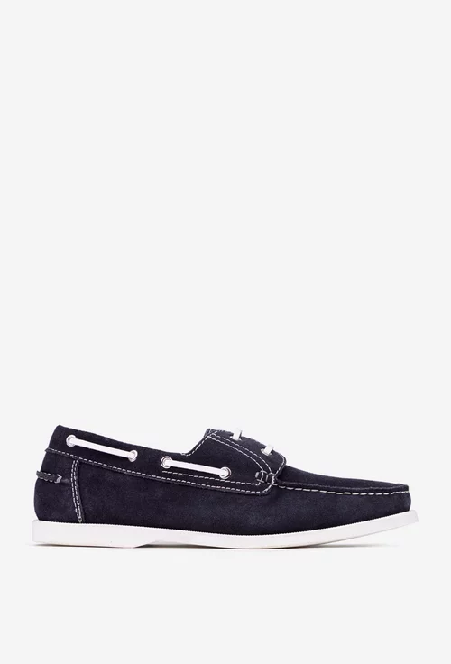 Pantofi barbati bleumarin din piele intoarsa