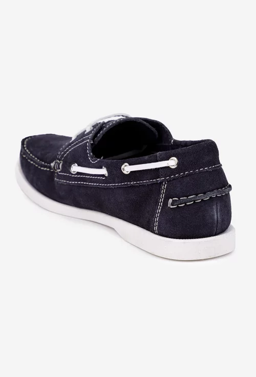 Pantofi barbati bleumarin din piele intoarsa