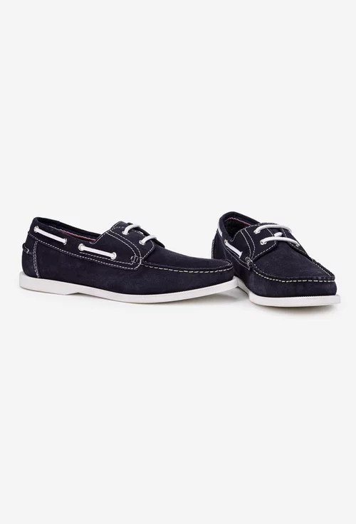Pantofi barbati bleumarin din piele intoarsa