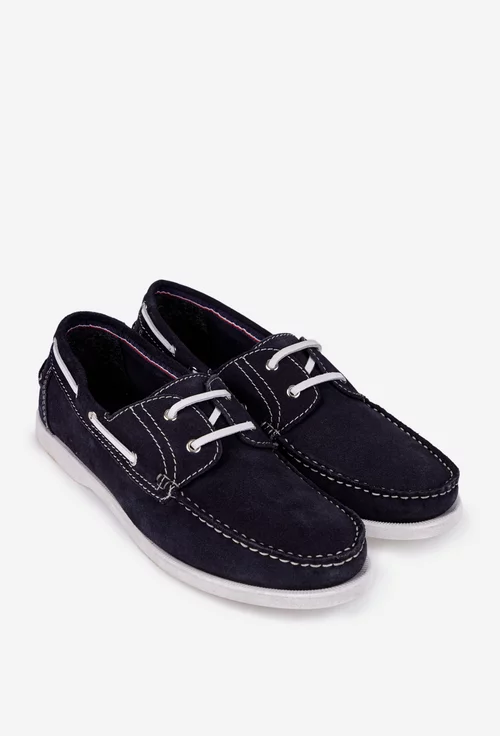 Pantofi barbati bleumarin din piele intoarsa