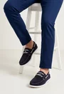 Pantofi barbati bleumarin din piele intoarsa