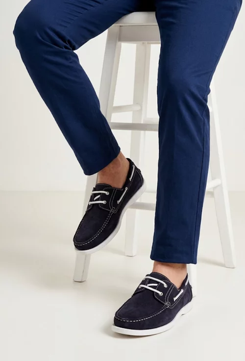 Pantofi barbati bleumarin din piele intoarsa