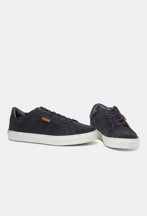 Pantofi barbati bleumarin din piele intoarsa