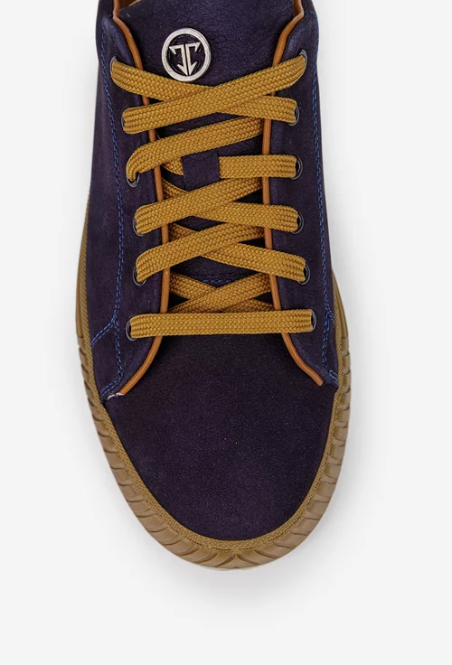 Pantofi barbati bleumarin din piele nabuc