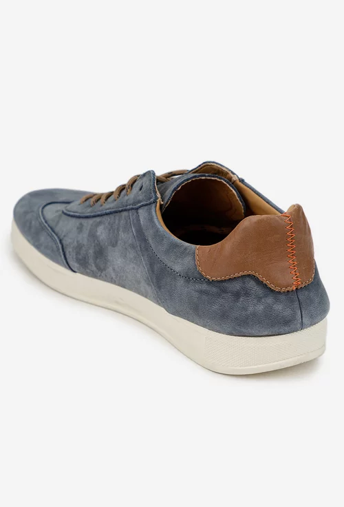 Pantofi barbati bleumarin din piele nabuc picture - 3