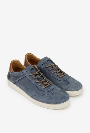 Pantofi barbati bleumarin din piele nabuc