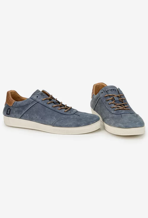 Pantofi barbati bleumarin din piele nabuc picture - 5
