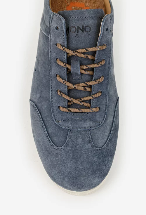 Pantofi barbati bleumarin din piele nabuc picture - 6