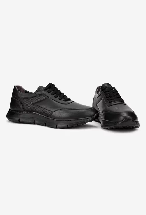Pantofi barbati confectionati din piele naturala neagra