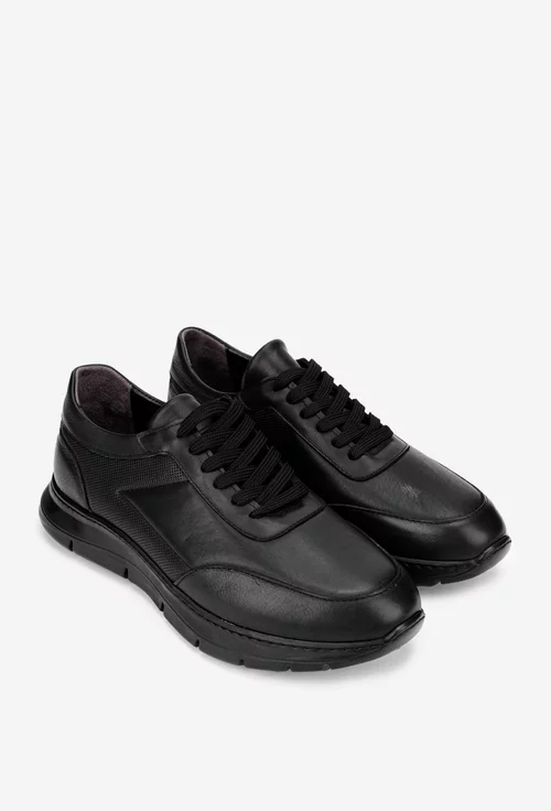 Pantofi barbati confectionati din piele naturala neagra