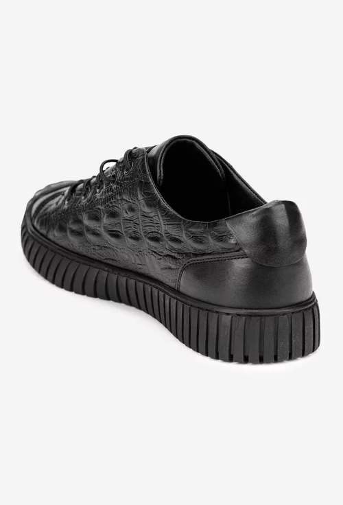 Pantofi barbati confectionati din piele naturala neagra
