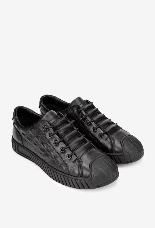 Pantofi barbati confectionati din piele naturala neagra