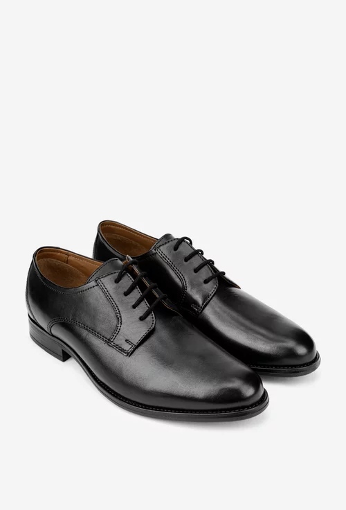 Pantofi barbati confectionati din piele naturala neagra
