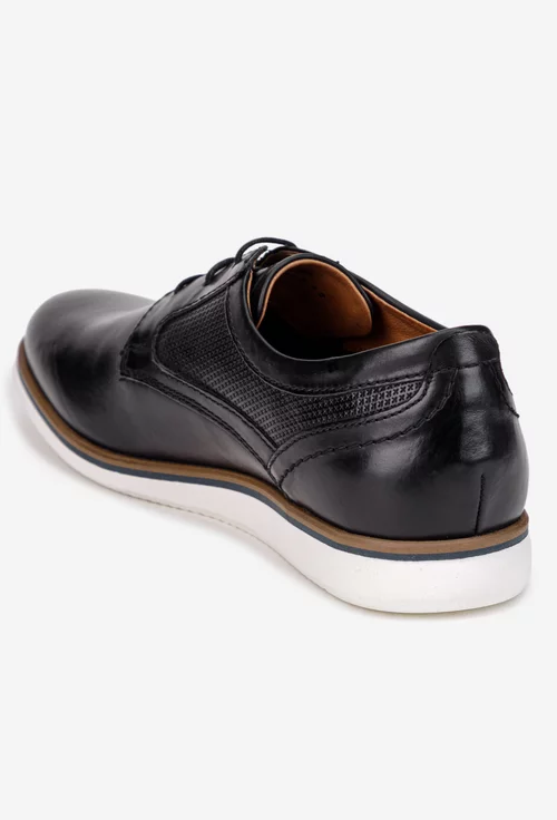 Pantofi barbati confectionati din piele naturala neagra