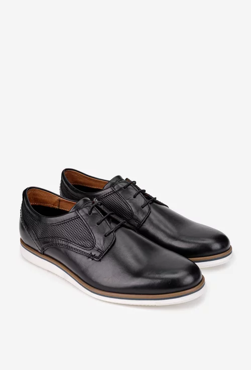 Pantofi barbati confectionati din piele naturala neagra